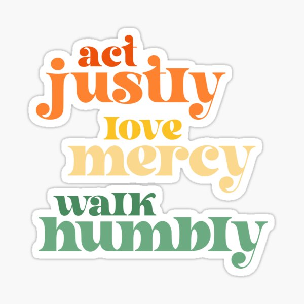Vista previa del artículo con la obra «Actúa con justicia, ama la misericordia, camina con humildad - Biblia de justicia social (colores brillantes retro)», diseñado y vendido por Ofeefee.