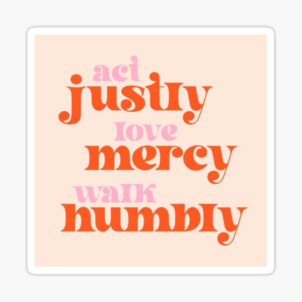 Vista previa del artículo con la obra «Actúa con justicia, ama la misericordia, camina con humildad - Biblia de la justicia social (rosa y naranja retro)», diseñado y vendido por Ofeefee.