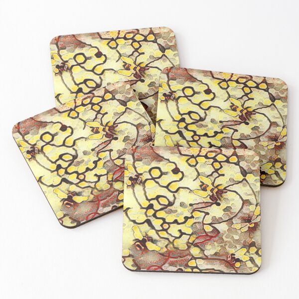 Item preview, wild bees, honey bees, honeycomb, endless pattern, monochrome, yellow, red,black designed and sold by Maria Mihailova.