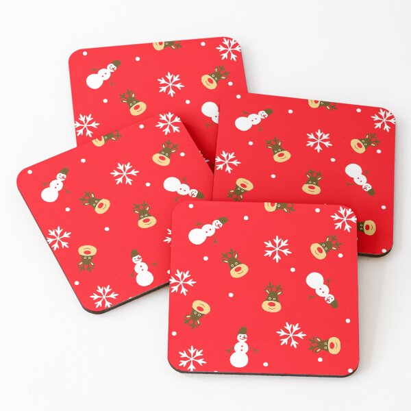 Item preview, Christmas Snowmen, Reindeer And Snowflakes Holiday Red Pattern designed and sold by DEC02.