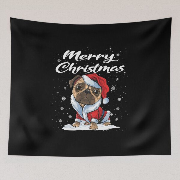 Artikelvorschau, Frohe Weihnachten Mops Hund mit Weihnachtsmann Kostüm entworfen und verkauft von ELAB27.