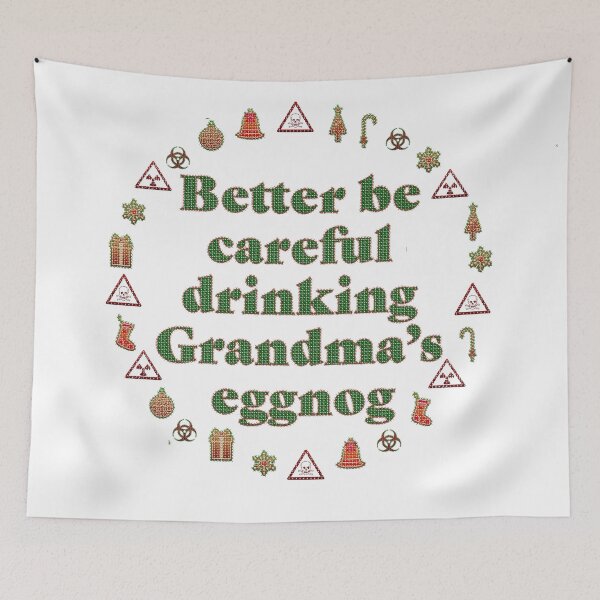 Item preview, Grandma's Eggnog Warning (cross-stitch in clear) designed and sold by John Raymond Barker.