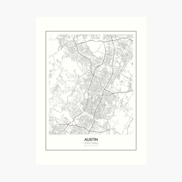 Austin Minimalist Map Art Print