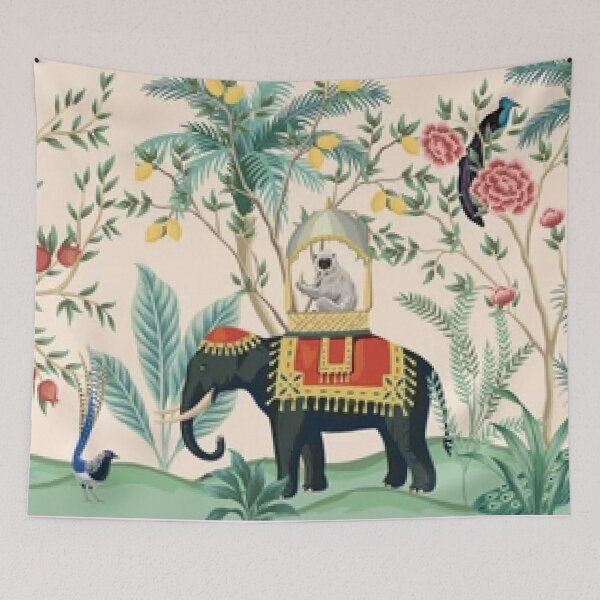Item preview, Floral Jungle Monkey Riding An Elephant. Cute Children's Apparel And Decor. designed and sold by lduke47.