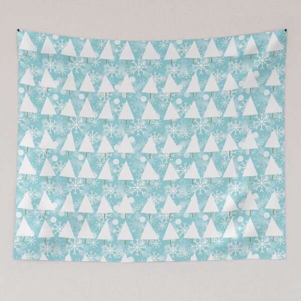 Item preview, Wonky Little White Christmas Trees on Blue Snowy Snowflake Background designed and sold by GreenCarbon2112.
