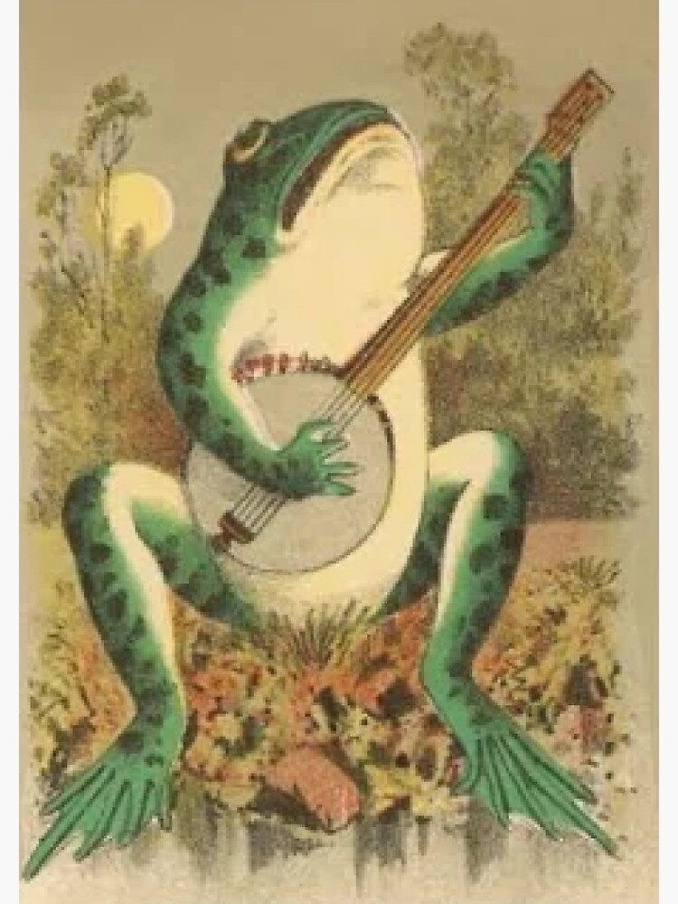 "Vintage Whimsical Frog Playing The Banjo In The Moonlight, Ribbit. Fun Frog Apparel and Decor