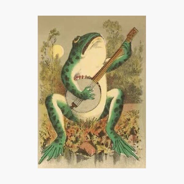 Item preview, Vintage Whimsical Frog Playing The Banjo In The Moonlight, Ribbit. Fun Frog Apparel and Decor designed and sold by lduke47.
