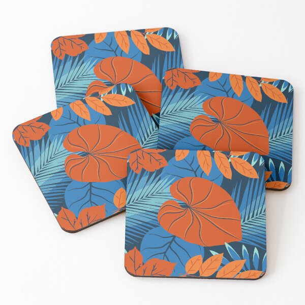 Item preview, Retro Rainforest Leaf Pattern, Blue and Brown Leaf Design designed and sold by Peter Stawicki.