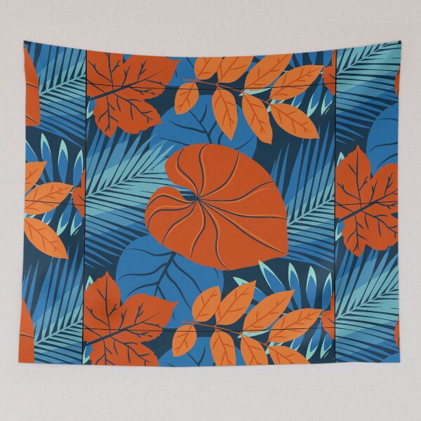 Item preview, Retro Rainforest Leaf Pattern, Blue and Brown Leaf Design designed and sold by Peter Stawicki.