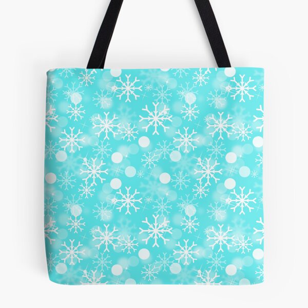 Item preview, White Christmas Snowflakes on a Bright Turquoise Background designed and sold by GreenCarbon2112.
