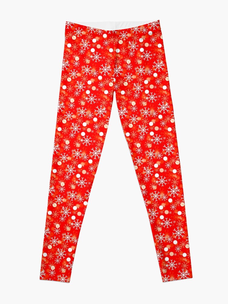 White Christmas Snowflakes on a Festive Red Background Leggings for Sale  by GreenCarbon2112