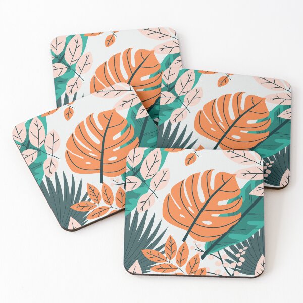 Item preview, White Background Leaf Pattern, Green and Pink Leaf Design designed and sold by Peter Stawicki.