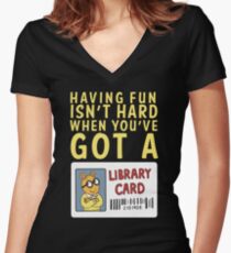 Arthur Library Card Fitted V-Neck T-Shirt