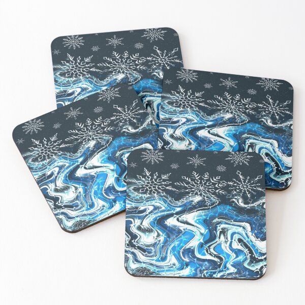 Item preview, Melting Snowflakes, digital fluid pour with cells designed and sold by MayGreenAbgrall.