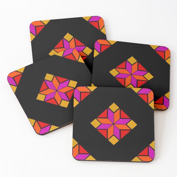 Item preview, Geometrical Phulkari Embroidery Print - Black & Pink designed and sold by BilloRaani.