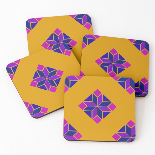 Item preview, Geometrical Phulkari Embroidery Print - Mustard & Muave designed and sold by BilloRaani.