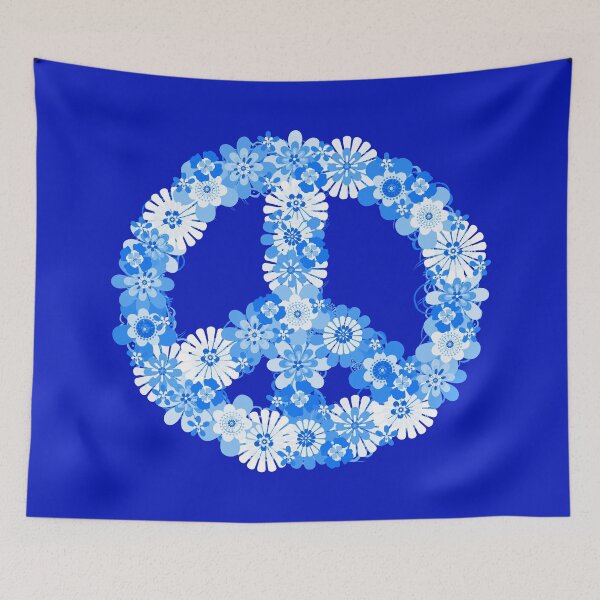 Item preview, Peace Sign Floral Blue   designed and sold by Valerie  Fuqua.