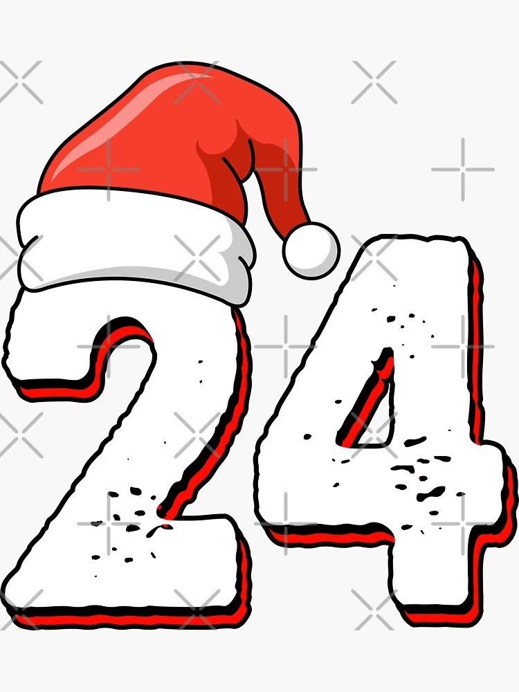 Meuva Christmas Sticker Number 24 Countdown Sticker Santa Snowman