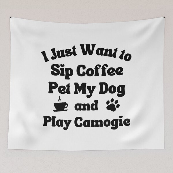 Item preview, Sip coffee, pet my dog and play camogie designed and sold by TheGreenGoat.
