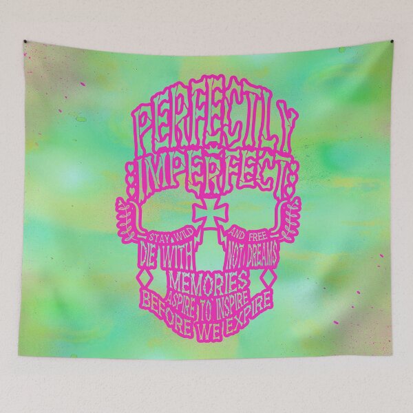 Item preview, Perfectly Imperfect - Die with Memories, not Dreams Typography Skull designed and sold by QuotesGraphic.