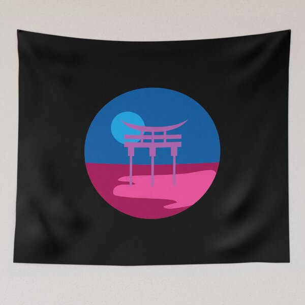 Item preview, Japanese Torii Gate Landscape Bi. Bisexual Pride designed and sold by Subtle Pride Shop.