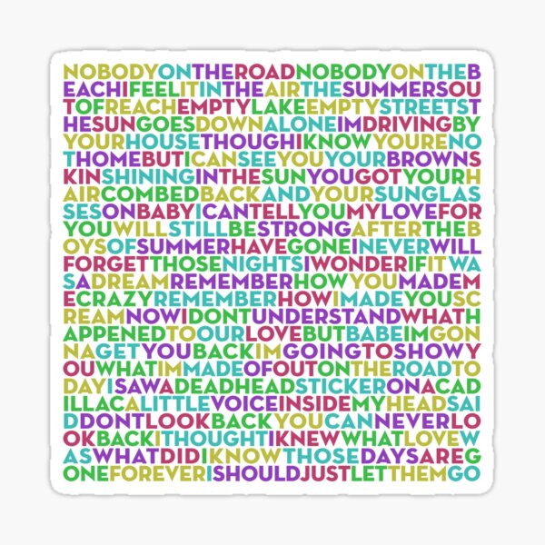 "Boys of Summer Don Henley (lyrics) 2 v.1" Sticker for Sale by