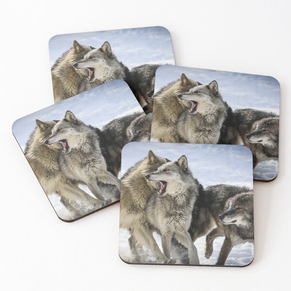 Item preview, Wolf pack playing in snow designed and sold by Maddie4Real.