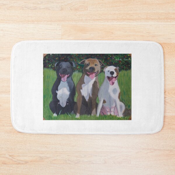 Item preview, Staffie sisters sitting in a row designed and sold by Rebekah Gavra.