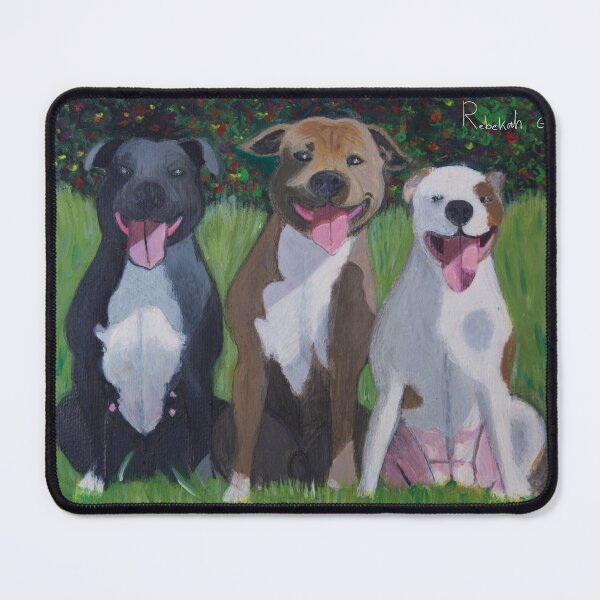 Item preview, Staffie sisters sitting in a row designed and sold by Rebekah Gavra.