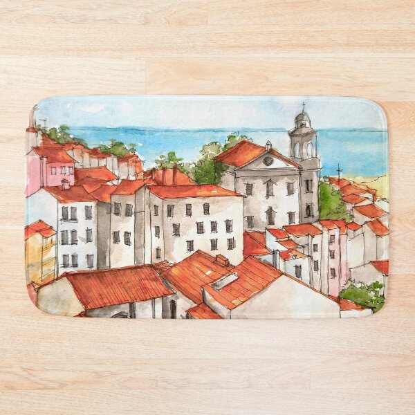 Item preview, Alfama old town watercolor painting designed and sold by UrbanSageArt.