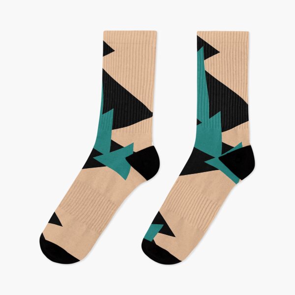 Item preview, Nature Tan, Deep Turquoise and Black Triangle Blocks  designed and sold by NECHSTORE.