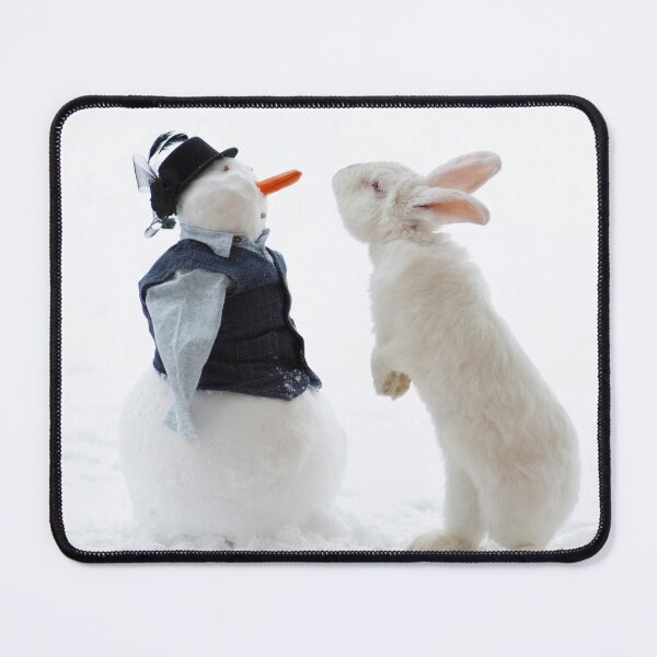 Item preview, White rabbit and snowman in Winter. designed and sold by Maddie4Real.