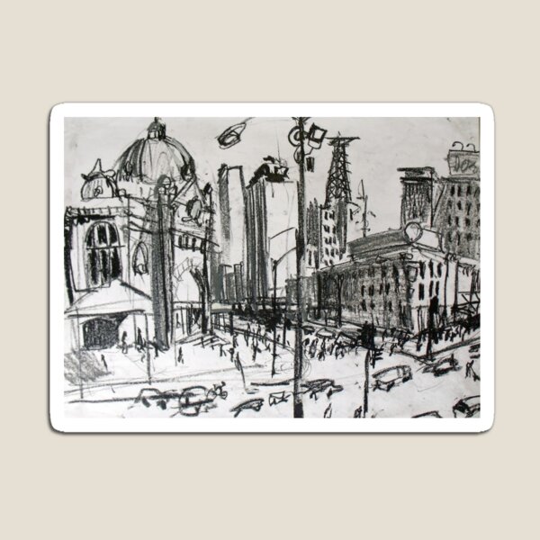 Rapid Sketch of Flinders Street, Melbourne Magnet