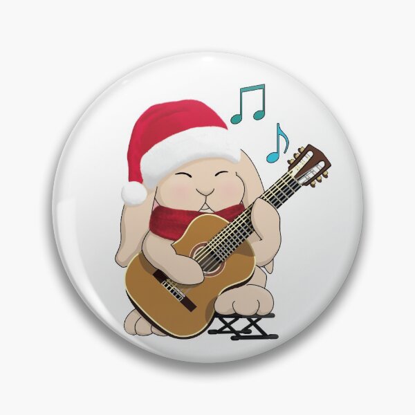 Item preview, Classical Guitar Bunny in Santa Hat and Scarf designed and sold by Jazznote.
