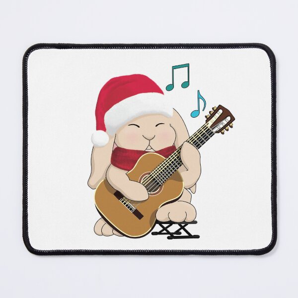 Artikelvorschau, Klassisches Gitarren-Häschen in Weihnachtsmütze und Schal entworfen und verkauft von Jazznote.