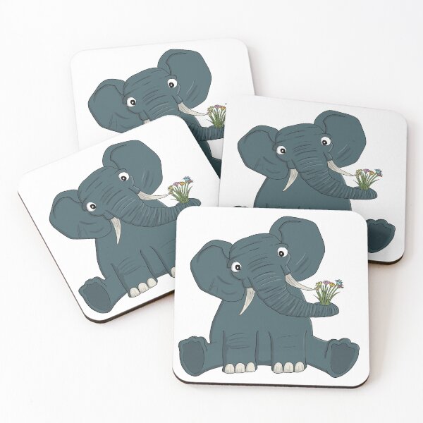 Item preview, Cute elephant holding flowers designed and sold by gekkographics.