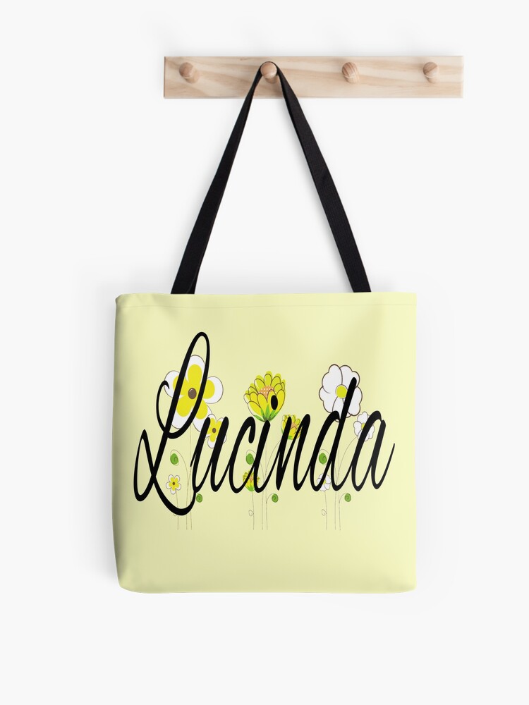 Lucy name design blue letters on bright colourful background Tote Bag for  Sale by Areashor