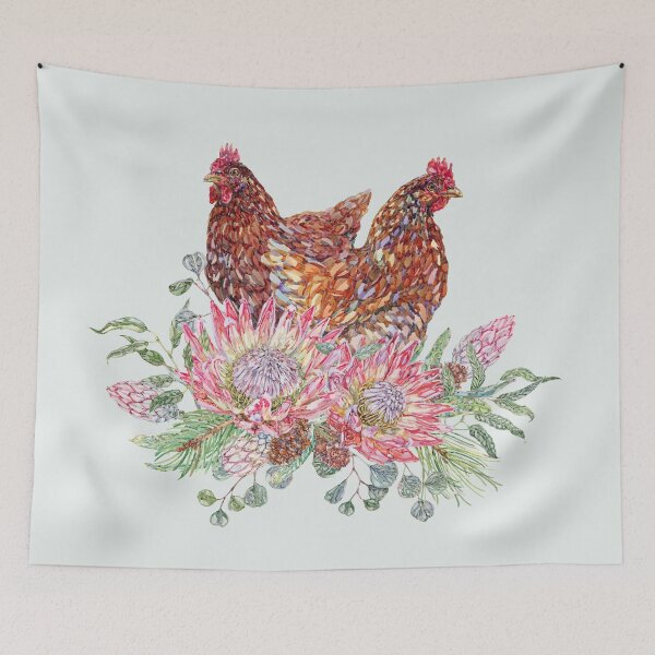 Item preview, Festive Flora Chicken Watercolor designed and sold by becca-boyce.