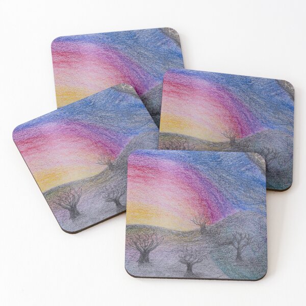 Item preview, Rainbow sky winter trees landscape designed and sold by Rebekah Gavra.