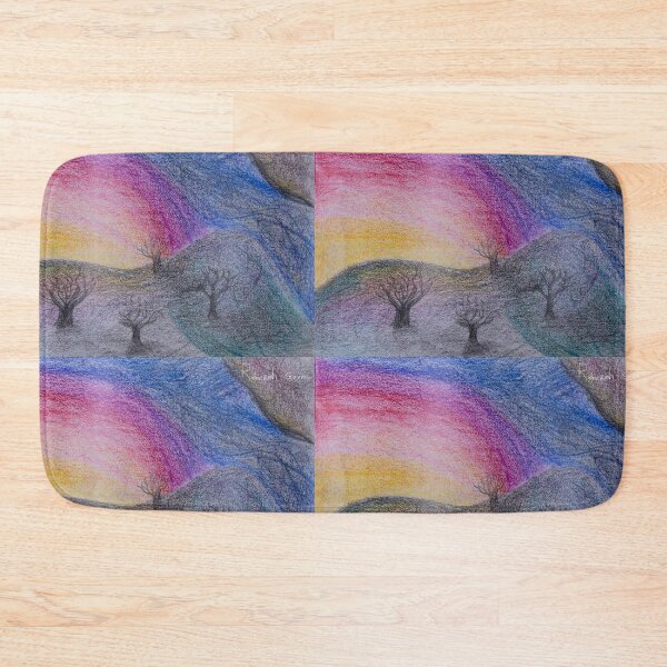 Artikelvorschau, Regenbogenhimmel Winterbäume Landschaft entworfen und verkauft von Rebekah Gavra.
