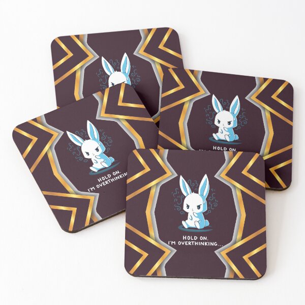 Item preview, Hold On I am Over Thinking, Awesome Rabbit and gold lines shapes, new design art designed and sold by taherismail.