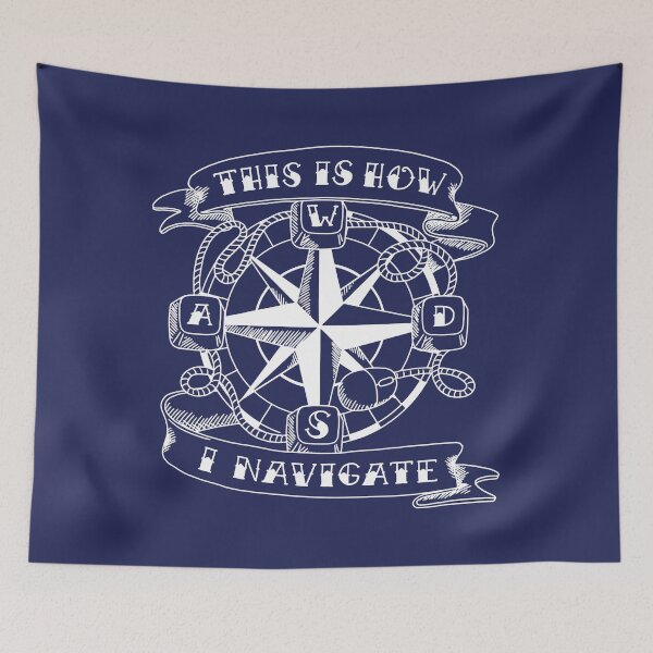 Item preview, WSAD gamer compass in retro style white designed and sold by naligmaDesign.