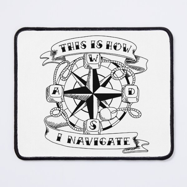 Item preview, WSAD gamer compass in retro style black designed and sold by naligmaDesign.