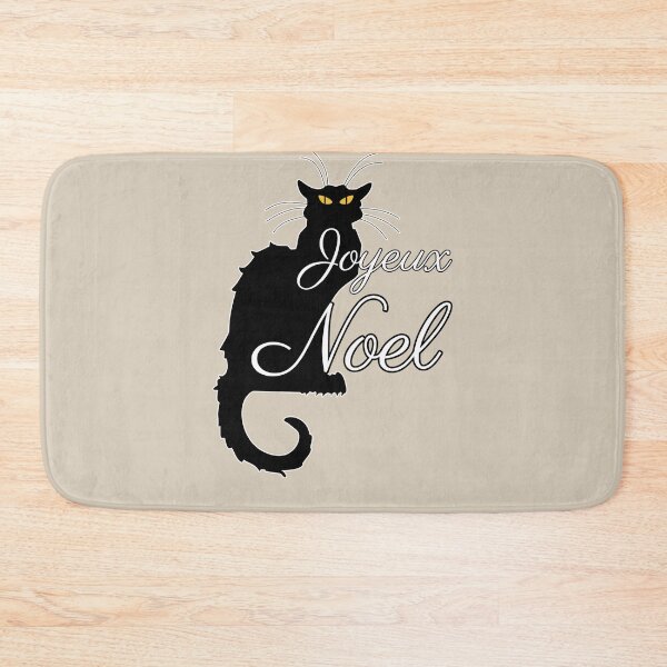 Item preview, Joyeux Noel Merry Christmas Black French Cat le chat noir Xmas Slogan Design designed and sold by TrulyEpoque.