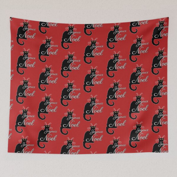 Item preview, Joyeux Noel Merry Christmas Black French Cat le chat noir Xmas Slogan Design designed and sold by TrulyEpoque.