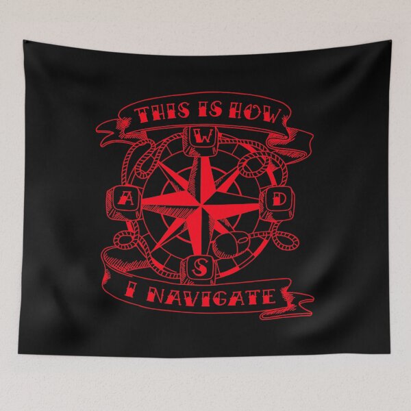 Item preview, WSAD gamer compass in retro style red designed and sold by naligmaDesign.
