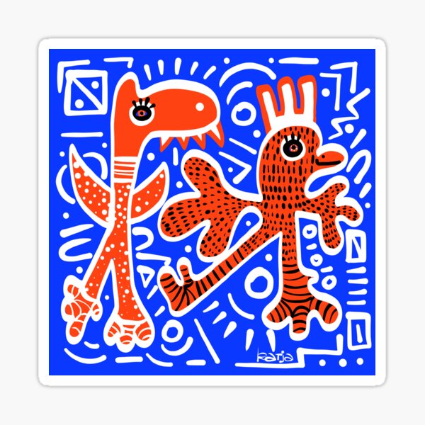 Creatures in orange Sticker