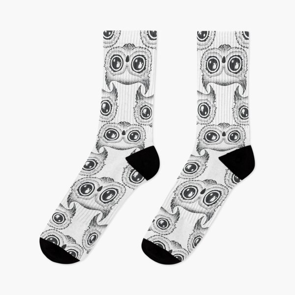 Item preview, Black and white hand drawn owls seamless pattern designed and sold by DarianaArt.