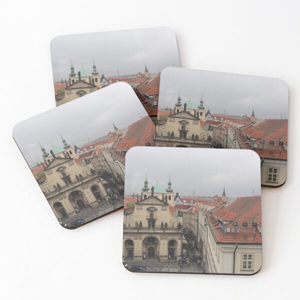 Item preview, Autumnal landscape - Prague - view of the city - European architecture - Church - red, yellow, brown, green, pink designed and sold by AlessiaCar.