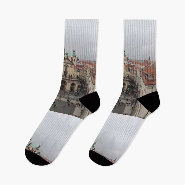 Item preview, Autumnal landscape - Prague - view of the city - European architecture - Church - red, yellow, brown, green, pink designed and sold by AlessiaCar.